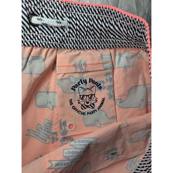 Party Pants "Moby Says: 'Dont Be A Dick" Swim Board Shorts Pockets Peach M NWT - Picture 8 of 11